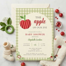 Appel van onze oog baby shower Gingham zoet