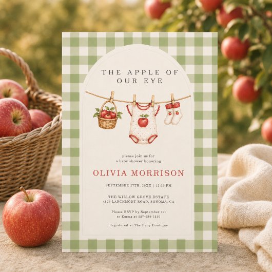 Appel van onze oog baby shower herfst Gingham Kaart