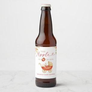 Appel van onze oog Baby Shower Koets Bloemen Bier Etiket