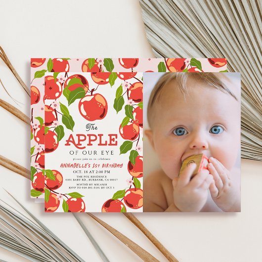 Appel van onze Oog Bloemen Foto Meisje's 1e verjaa Kaart