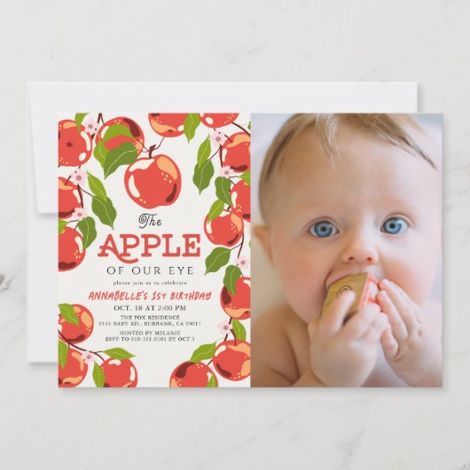 Appel van onze Oog Bloemen Foto Meisje's 1e verjaa Kaart (Voorkant)