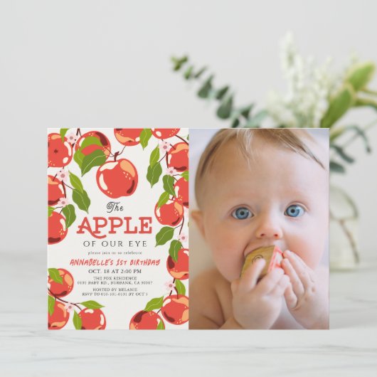 Appel van onze Oog Bloemen Foto Meisje's 1e verjaa Kaart (Staand voorkant)