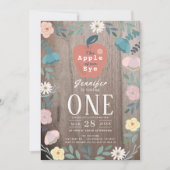 Appel van onze Oog Bloemen Hout Meisje 1e Verjaard Kaart (Voorkant)