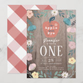 Appel van onze Oog Bloemen Hout Meisje 1e Verjaard Kaart (Voorkant / Achterkant)