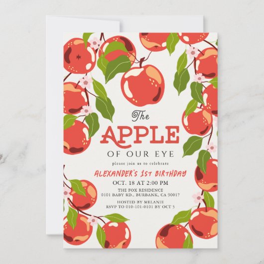 Appel van onze Oog Bloemen Jongen's 1e verjaardag Kaart (Voorkant)