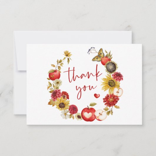 Appel van Onze Oog Bloemen Krans Herfst Baby showe Bedankkaart (Voorkant)