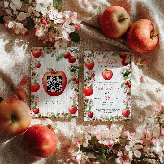 Appel van Onze Oog Bloemen Orchard Qr Baby shower Kaart