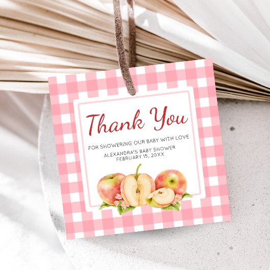 Appel van onze oog Gingham Baby Shower Bedankjes Labels