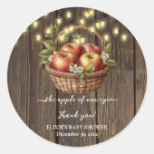 Appel van onze Oog Herfst Bloemenhout Baby shower Ronde Sticker (Voorkant)