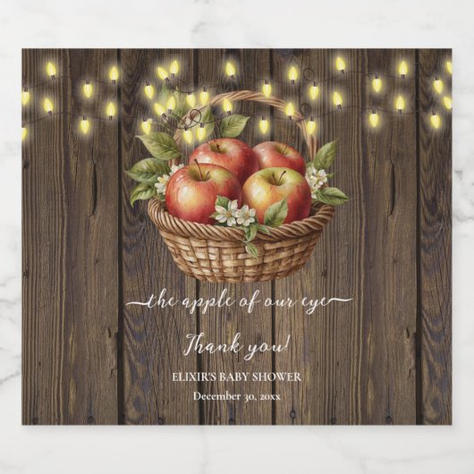 Appel van onze Oog Herfst Bloemenhout Baby shower Sparkling Wijnetiket (Enkel label)