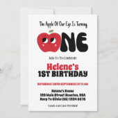 Appel van onze oog meisje 1e verjaardag partij kaart (Voorkant)