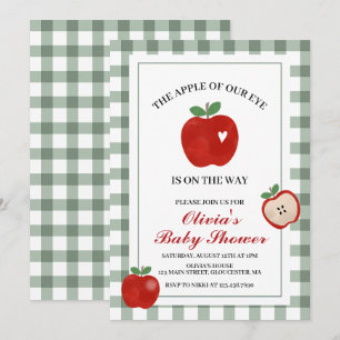 Appel van onze oog rode gingham Baby Shower Kaart