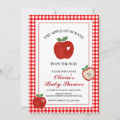 Appel van onze oog rode gingham Baby Shower Kaart (Voorkant)