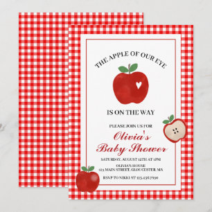 Appel van onze oog rode gingham Baby Shower Kaart