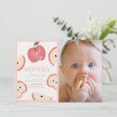 Appel van onze Oog Roze Meisje 1e Verjaardag Foto Kaart (Staand voorkant)