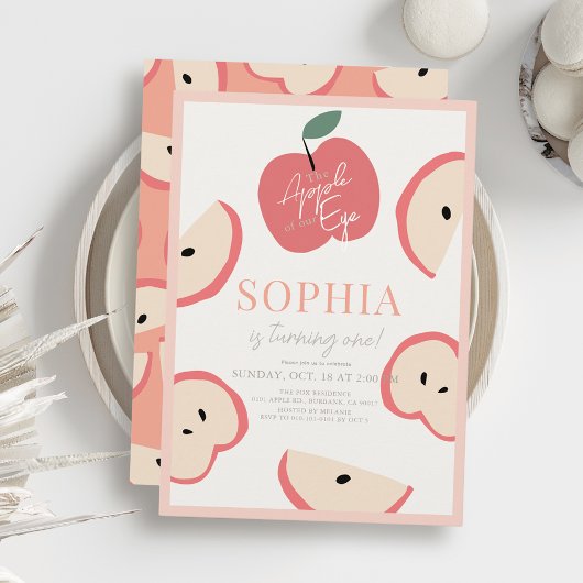 Appel van onze Oog Roze Meisje 1e Verjaardag Kaart