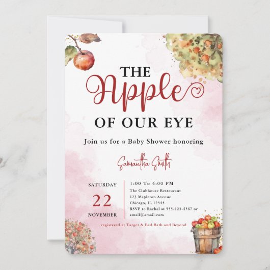 Appel van Onze Oog Waterverf Herfst Apple Baby sho Kaart (Voorkant)