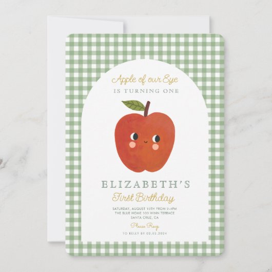 Appel van onze oogappel Cute Apple 1e verjaardag Kaart (Voorkant)
