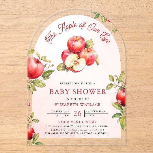 Appel van onze oogboog Baby shower Acryl Uitnodigingen (Voorkant)