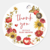 Appel van Onze Oogkrans Herfst Baby shower Gift Ronde Sticker (Voorkant)
