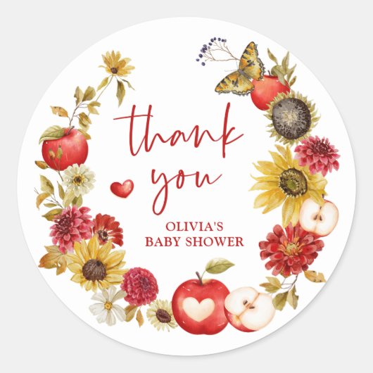 Appel van Onze Oogkrans Herfst Baby shower Gift Ronde Sticker (Voorkant)