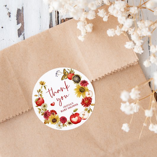 Appel van Onze Oogkrans Herfst Baby shower Gift Ronde Sticker
