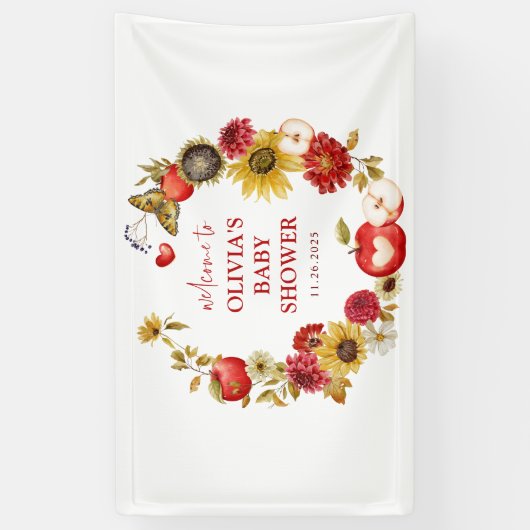 Appel van Onze Oogkrans Herfst Baby shower Welkom Spandoek (Verticaal)