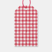 Appel verjaardag roze strik en ruitjes cadeaulabel (Achterkant)