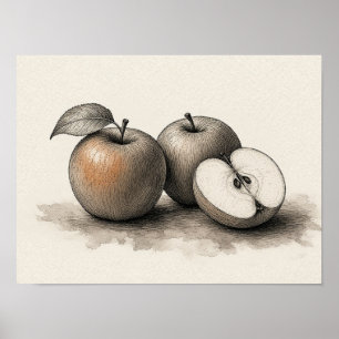 Appel wandkunst voor keuken Stilleven poster