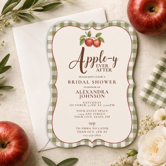 Appelachtig Ever Na Bruiloft Gingham Bruidsfeest Kaart