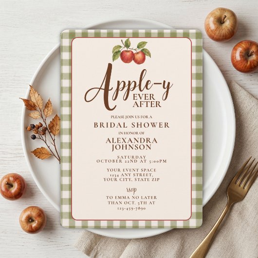 Appelachtig Ever Na Bruiloft Gingham Bruidsfeest Kaart