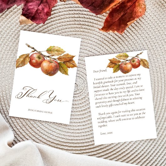 Appelachtig ooit na appelval bruidsfeest bedankkaart