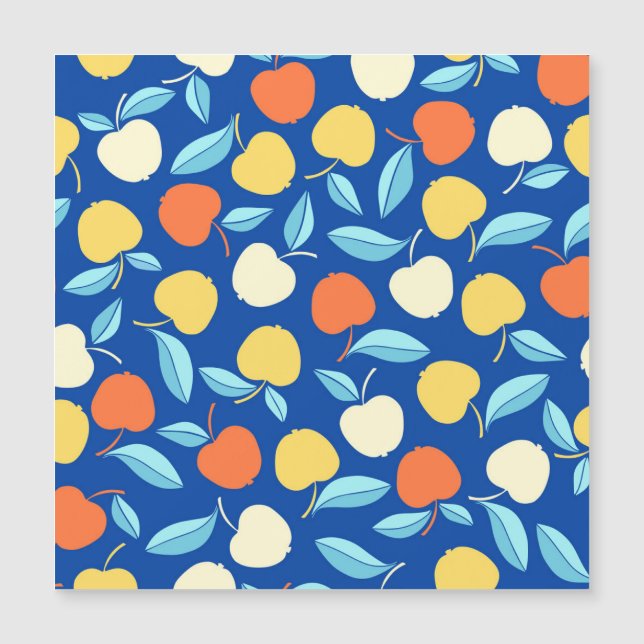 Appelbladeren, blauwe achtergrond, naadloos patroo (Voorkant)