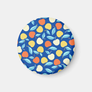 Appelbladeren, blauwe achtergrond, naadloos patroo magneet