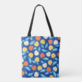 Appelbladeren, blauwe achtergrond, naadloos patroo tote bag (Achterkant)