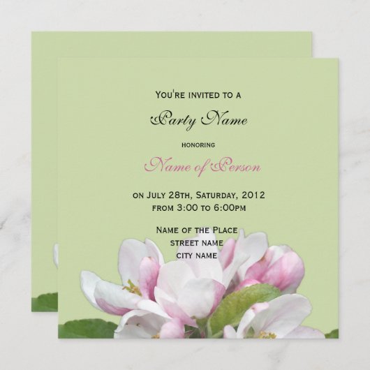 appelbloemen , uitnodiging (Voorkant / Achterkant)