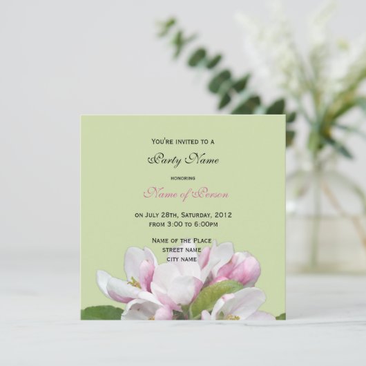 appelbloemen , uitnodiging (Staand voorkant)