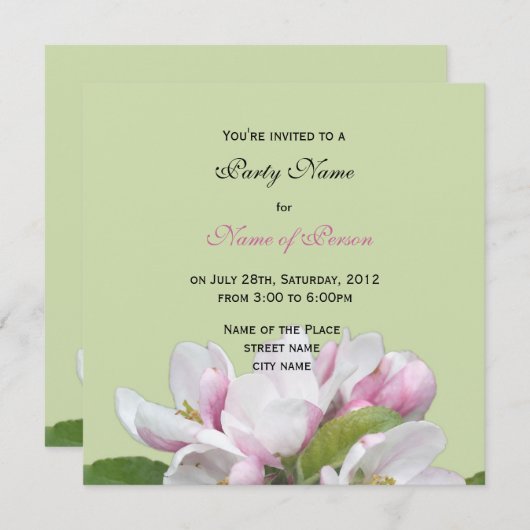 appelbloemen , uitnodiging (Voorkant / Achterkant)