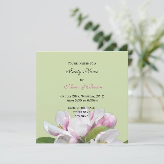 appelbloemen , uitnodiging (Staand voorkant)