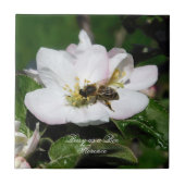 Appelbloesem & Bij Macro Foto | Keramische Tegel Tegeltje (Voorkant)