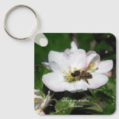 Appelbloesem & Bij Macro Foto | Sleutelhanger (Voorkant)