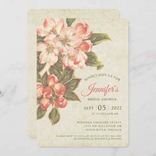  appelbloesem bruids doucheuitnodiging save the date (Voorkant / Achterkant)