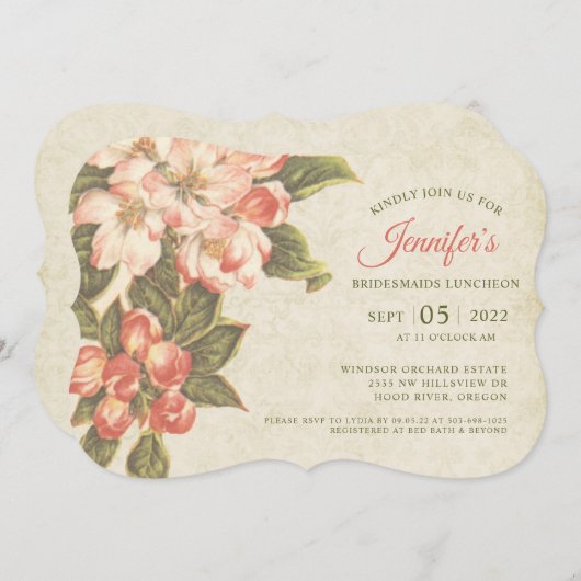 appelbloesem bruidsmeisjes lunch uitnodigen save the date (Voorkant / Achterkant)