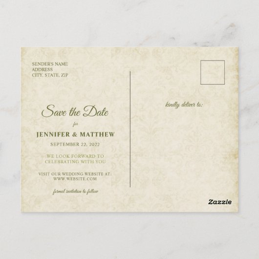  appelbloesem bruiloft | De datum opslaan Briefkaart (Achterkant)