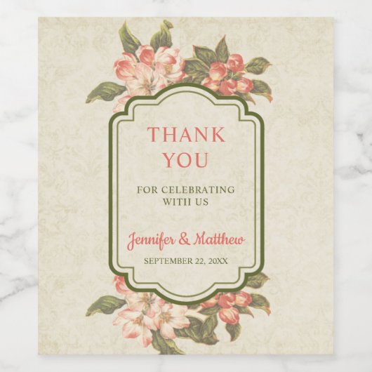  appelbloesem bruiloft wijn etiket (Enkel label)