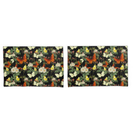 Appelbloesem en vlinders zwarte achtergrond kussensloop