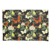 Appelbloesem en vlinders zwarte achtergrond kussensloop (Voorkant-Links)