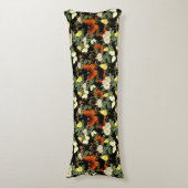 Appelbloesem en vlinders zwarte achtergrond lichaamskussen (Voorkant Verticaal)