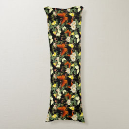 Appelbloesem en vlinders zwarte achtergrond lichaamskussen