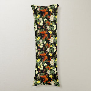 Appelbloesem en vlinders zwarte achtergrond lichaamskussen